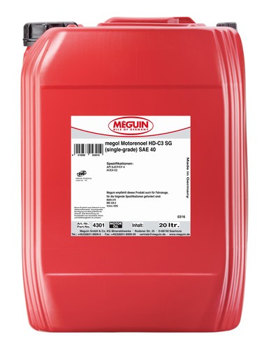 Meguin megol Motorenoel HD-C3 SG (single-grade) SAE 40 - 20 Liter